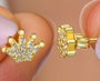 Heliophilia Silver Pendientes de Plata de Ley 925 con Baño de Oro y Circón